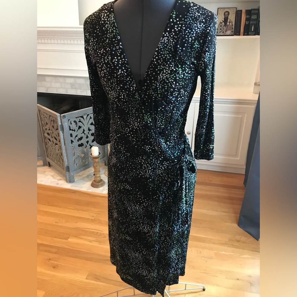 H&M Multicolored Dots Wrap Dress sz 4 (Super Stretchy!)